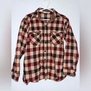 Woolrich Vintage Plaid Button Down Wool Flannel Shirt Size L